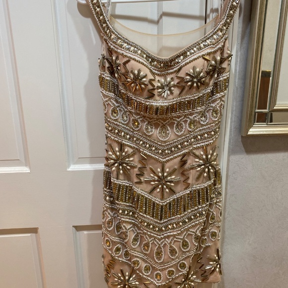 RACHEL ALLEN NUDE BEADED HOMECOMING DRESS SZ 4 SHORT DRESS - Picture 6 of 12